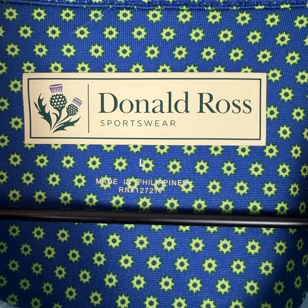 Donald Ross Golf Polo Shirt Mens Large Blue Green Preppy Vacation Resort‎ Active